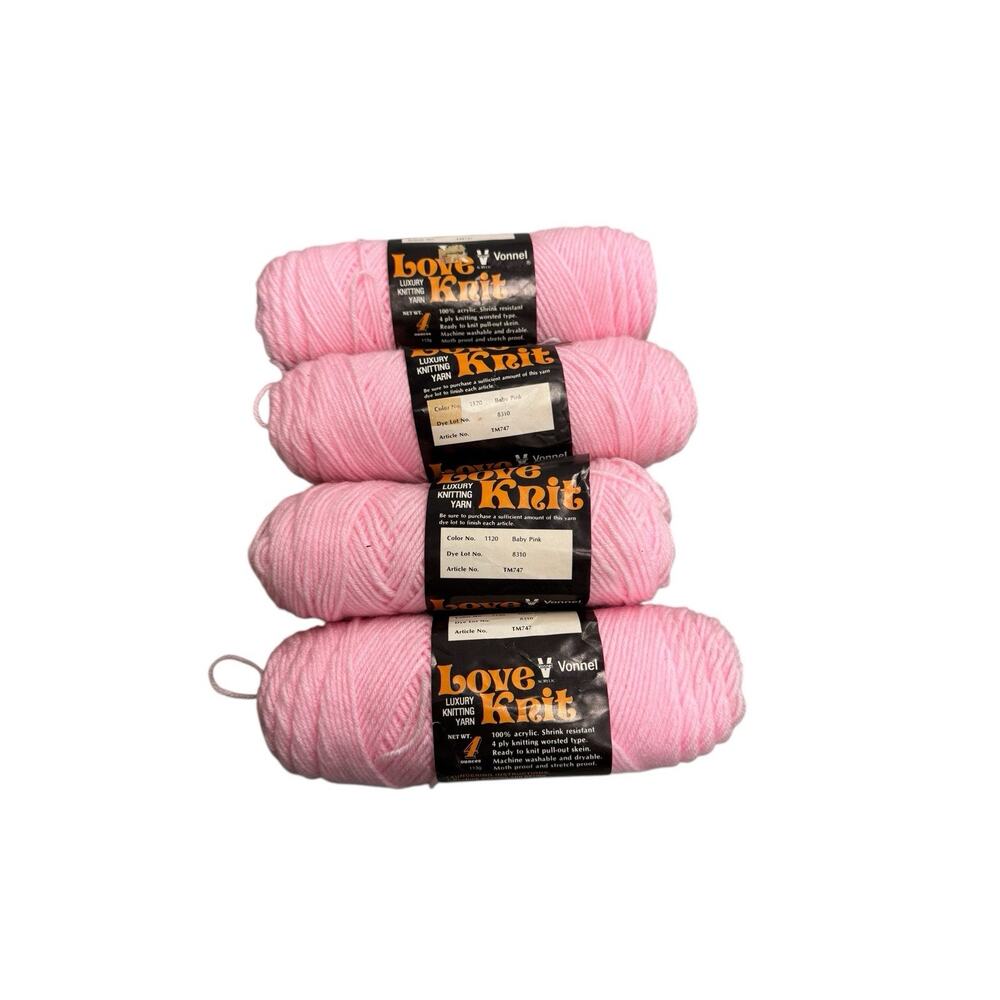 Love Knit Luxury Knitting Yarn Baby Pink Love Of 4 Acrylic Vintage